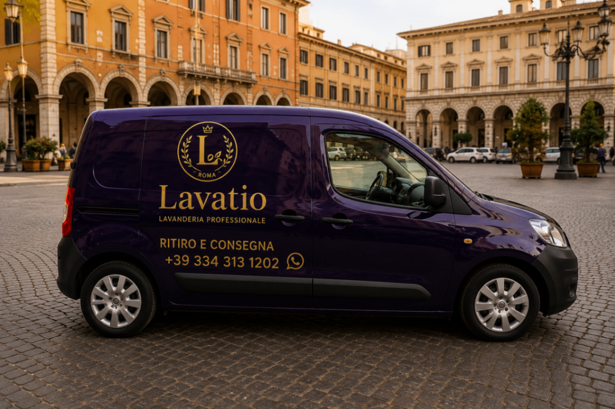 Lavatio van for laundry pickup and delivery in Rome — home laundry collection service